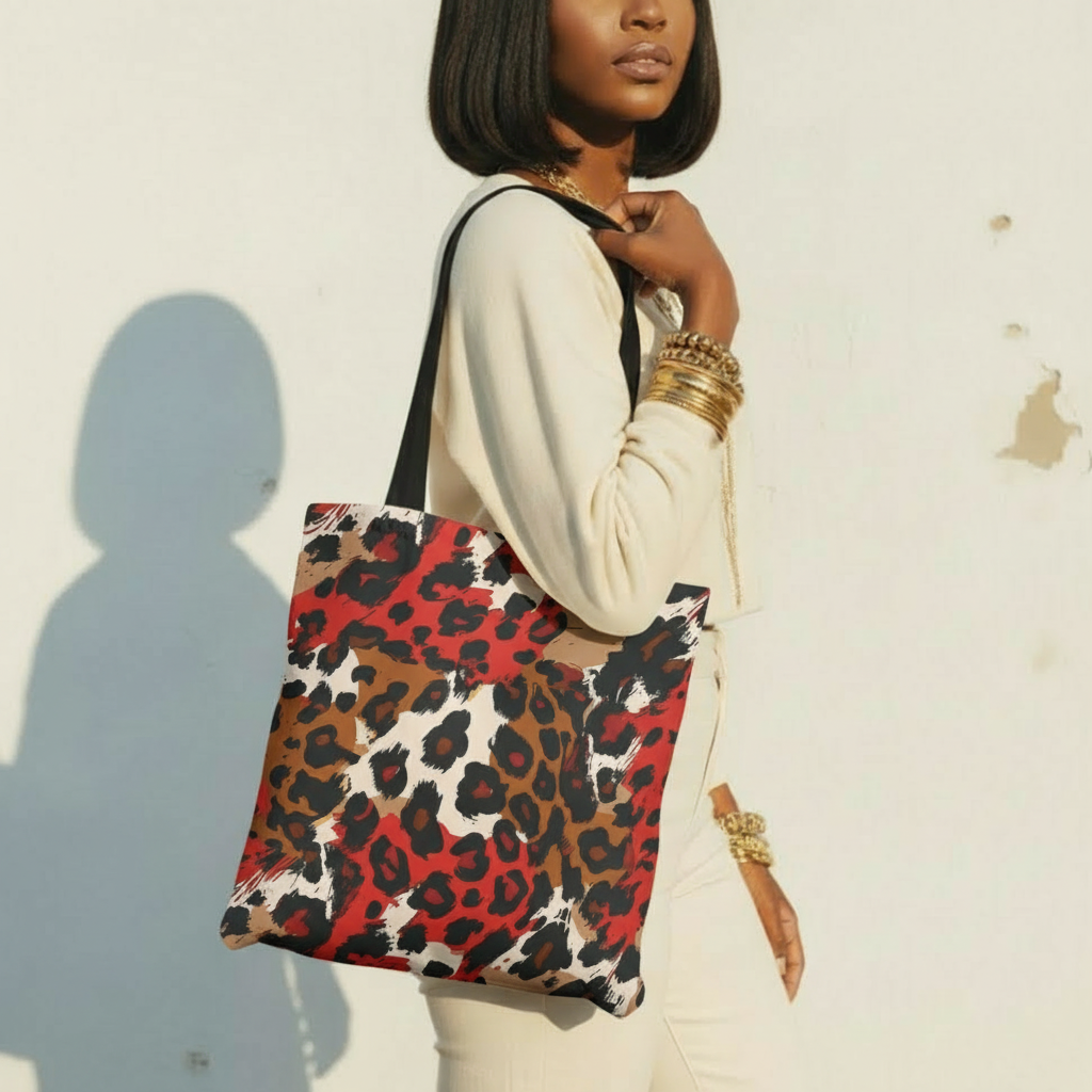 Crimson Leopard Tote Bag